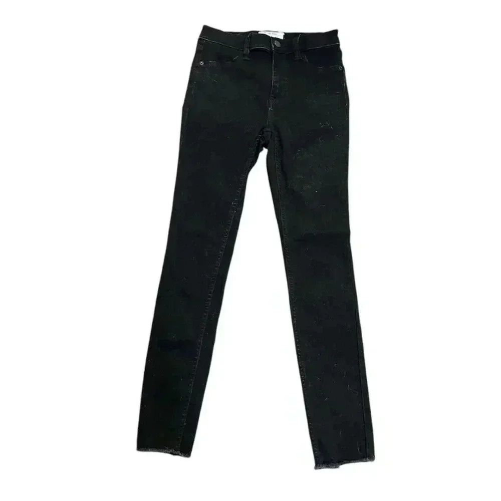 Free People Women's Size 25 Great Heights Frayed Black Skinny Jeans‎